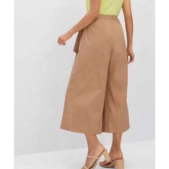 Banana Republic tan High Rise Wide Leg Organic Cotton Cropped Ankle Pants Sz.12 - Picture 2 of 8